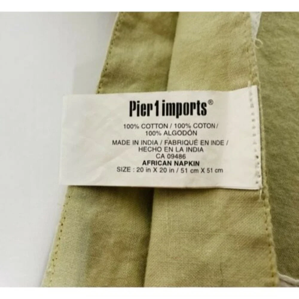 Pier One Imports Set of 3 Napkins Brown Tan Gold Variety Pattern